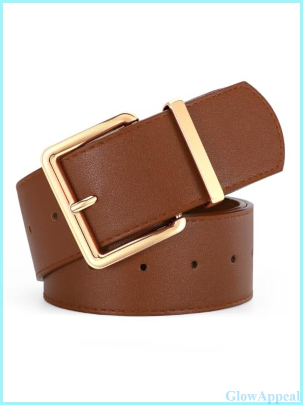 Wide PU Leather Belt Women Chunky Waist Belt Square Gold Buckle Adjustable